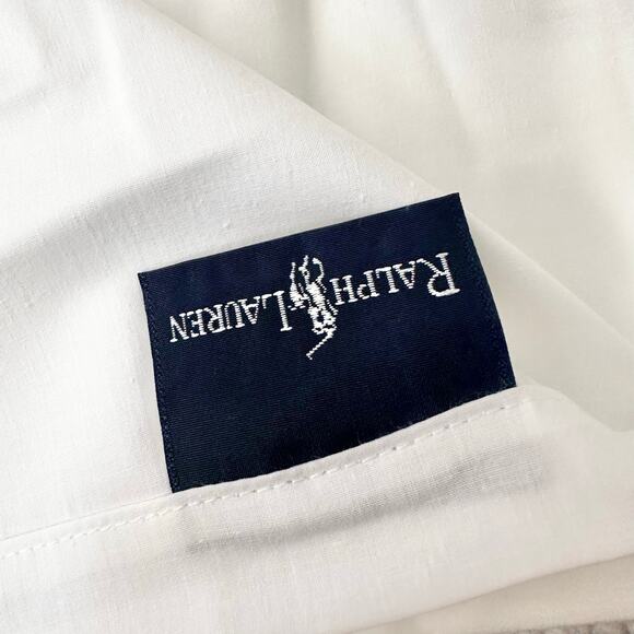 Ralph Lauren Vtg Brady White Red Tartan Plaid Stripe Cotton Full Flat Top Sheet - Picture 4 of 5